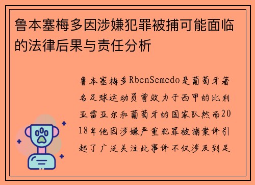 鲁本塞梅多因涉嫌犯罪被捕可能面临的法律后果与责任分析